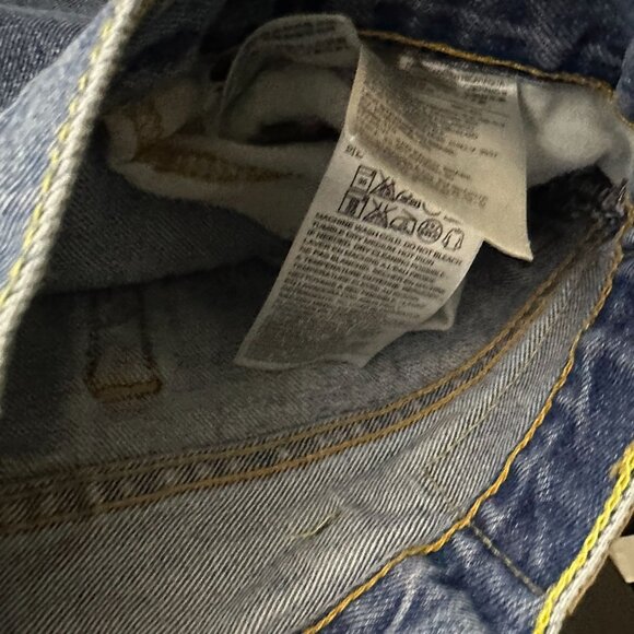 Levi 517 Denim Jean Pant Men 36x30 Western Blue Distressed Ripped Straight Boot - Picture 6 of 14